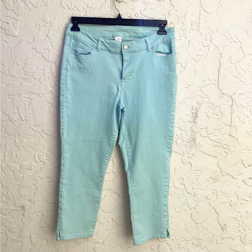Westport Capri Stretch Jeans Teal Mint Green Beach